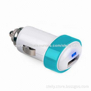 Mini Fashionable 5V/1A USB In-car Charger for Mobile Phones, with LED Indicator Light